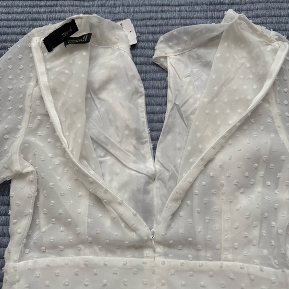 NWT SBerto White Swiss Dot Floral Lace Lined Sheer Long Sleeves Dress Size XS - Picture 15 of 15